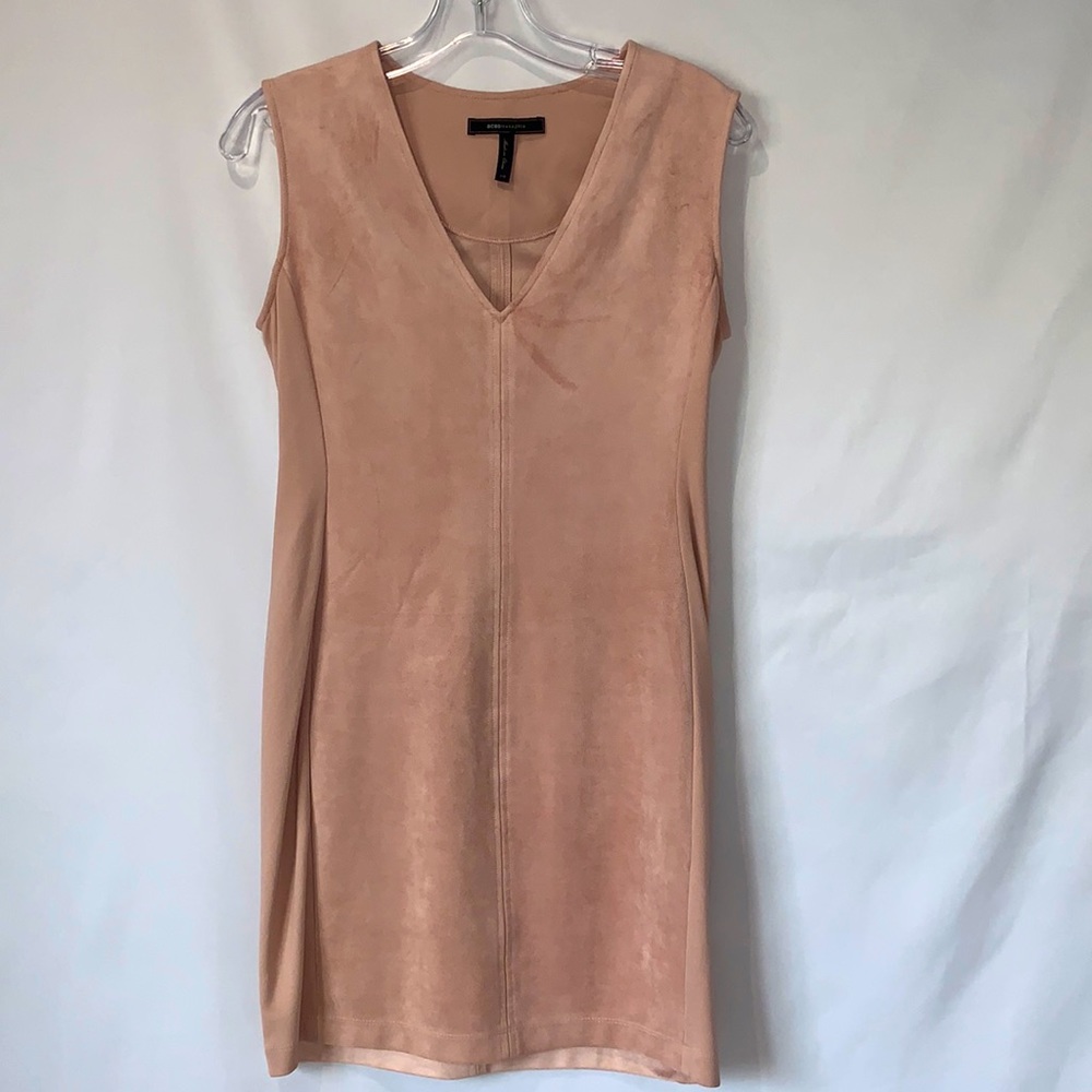 BCBG MAXAZRIA Malina Faux Suede Mini Dress Blush XSmall - Picture 4 of 10